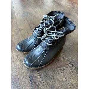 Sperry Boots Womens 6 Black Waterproof Quilted Rubber Duck Rain Ankle Boot